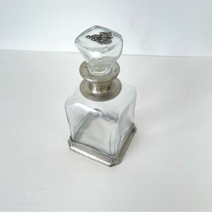Vintage Elegant Fine Pewter Glass Decanter Made in Italy